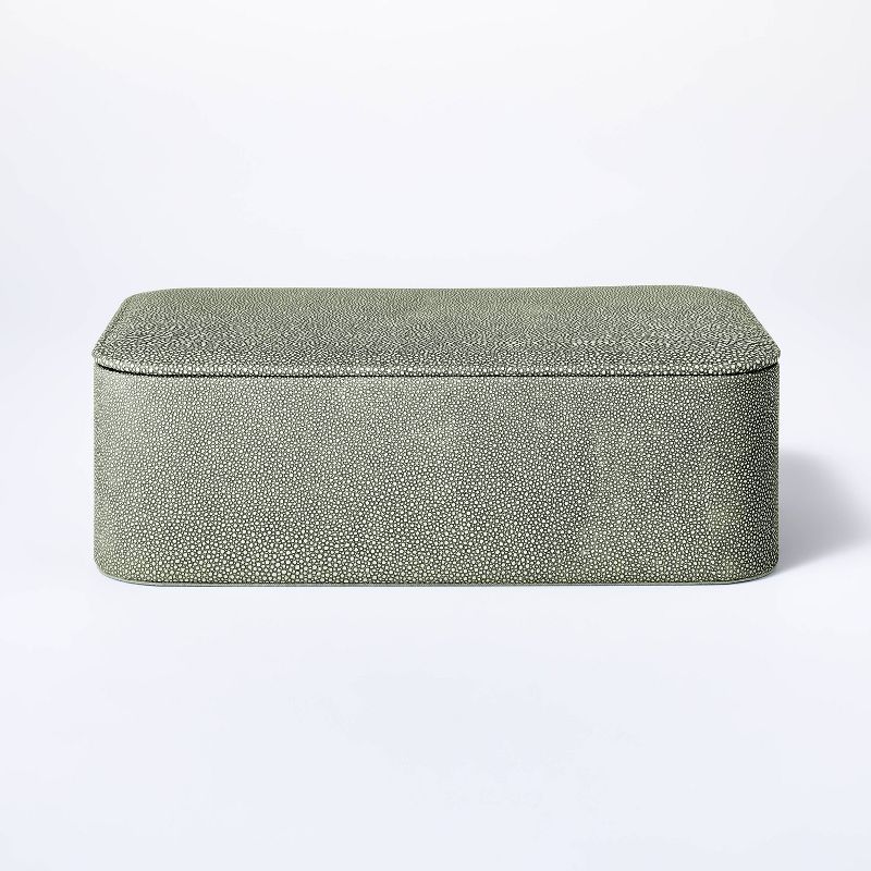 Large Rounded Leather Faux Shagreen Box with Removable Lid Green - Threshold™ designed with Stu... | Target