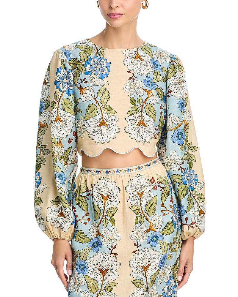 Farm Rio Garden Scarf Print Linen Top | Bloomingdale's (US)