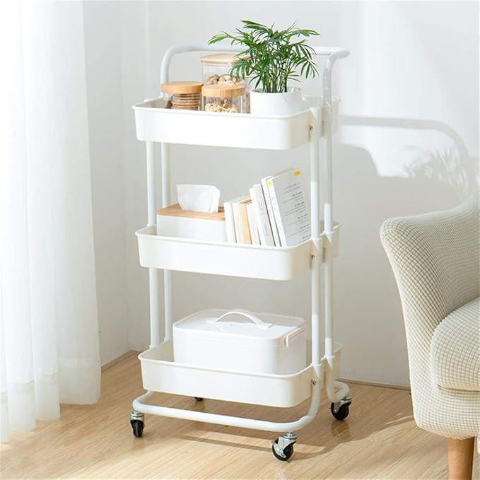 Micoe 3 Tier Rolling Cart with Wheels, Practical Handle and ABS Storage Basket, Three Tier Rollin... | Amazon (US)
