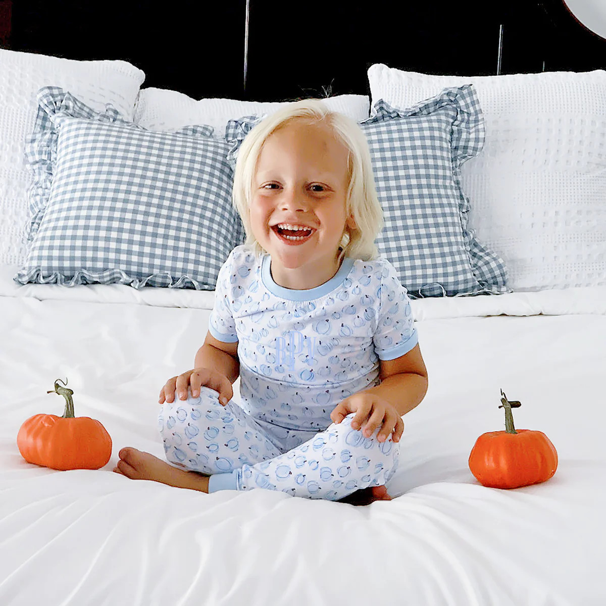 Little Pumpkin Blue Print Pajamas | Classic Whimsy