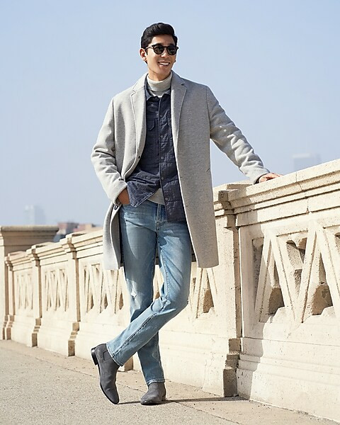 Gray Brushed Knit Topcoat | Express