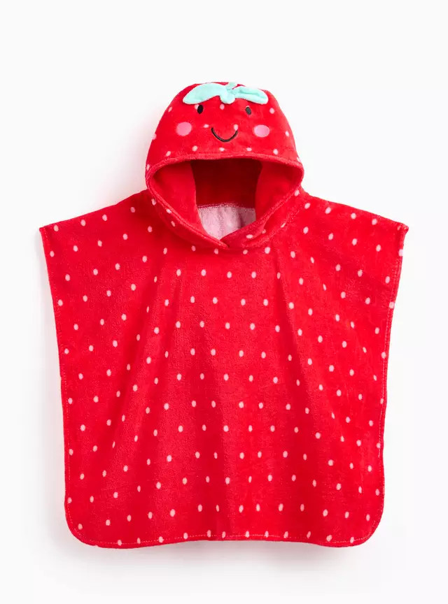 Red Strawberry Poncho Hooded Towel One Size | Tu Clothing