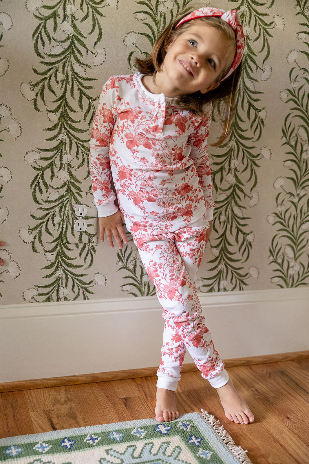 Girls Pajamas in Chinoiserie in Spice | Sun House Children's