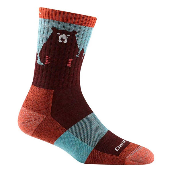 Women's Darn Tough Bear Town Lightweight Cushioned Micro Crew Socks Small Burgundy Singles | Scheels