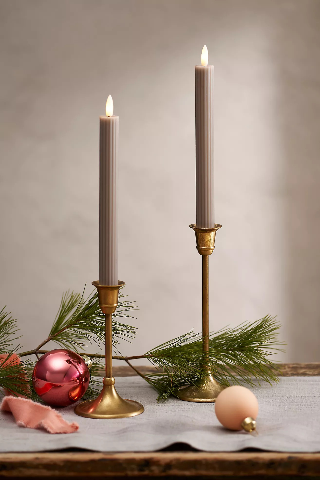 Flameless Ridged Taper Candles, Set of 2 | Anthropologie (US)