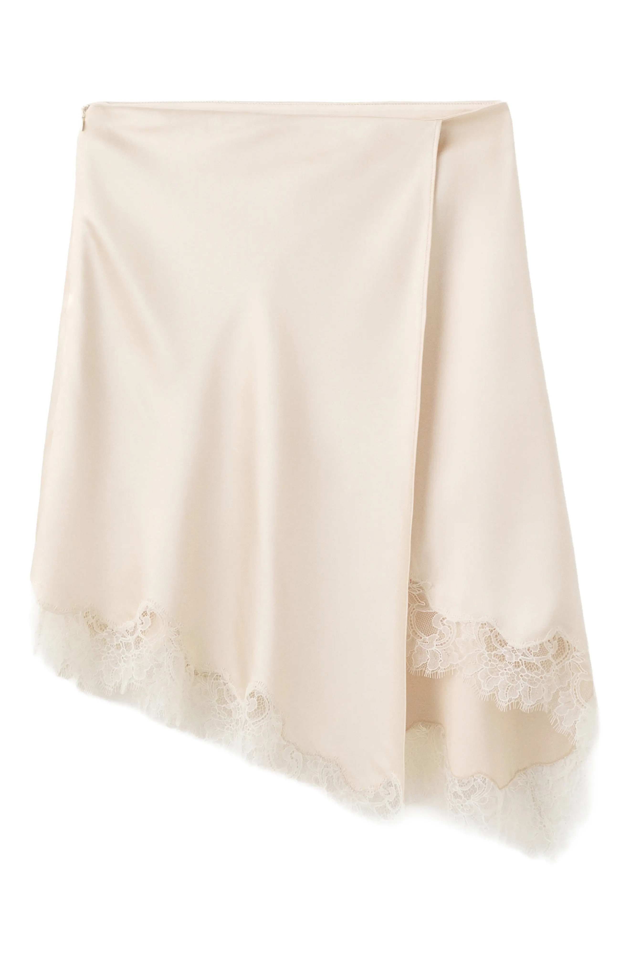 MANGO Lace Trim Satin Skirt (Women) | Nordstrom | Nordstrom