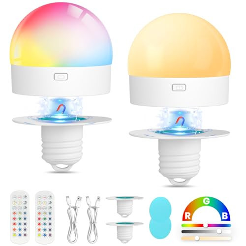 FUJIECO Rechargeable Light Bulbs with Remote, Battery Operated Bulbs 2 Pack | Amazon (US)
