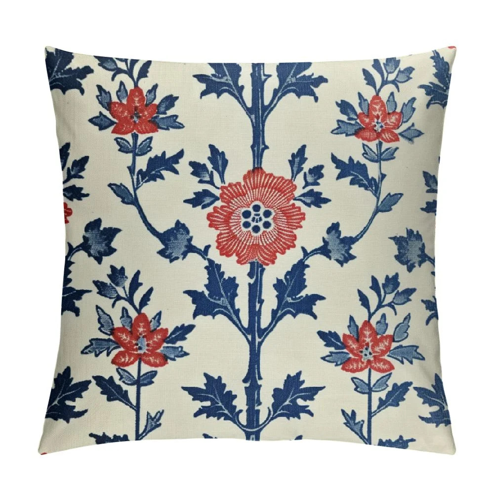 Creowell 4th of July Patriotic Pillow Covers Navy Blue Red Floral Fourth of July Independence Mem... | Walmart (US)