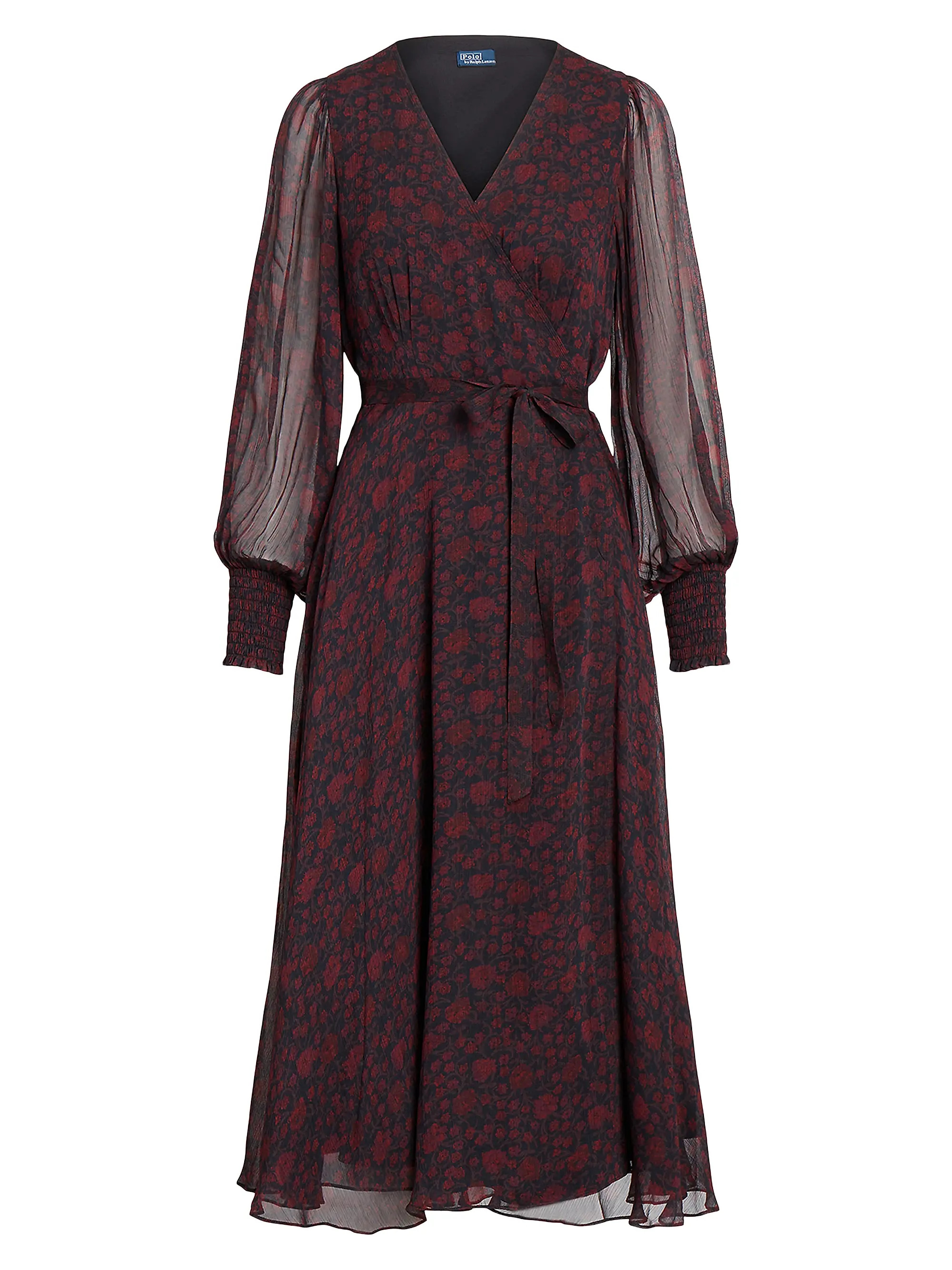 Floral Crinkled Georgette Wrap Midi-Dress | Saks Fifth Avenue