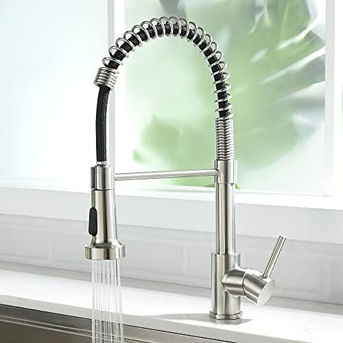 Kitchen Faucet, Kitchen Faucets with Pull Down Sprayer Sus304 Stainless Steel Industrial Single H... | Amazon (US)