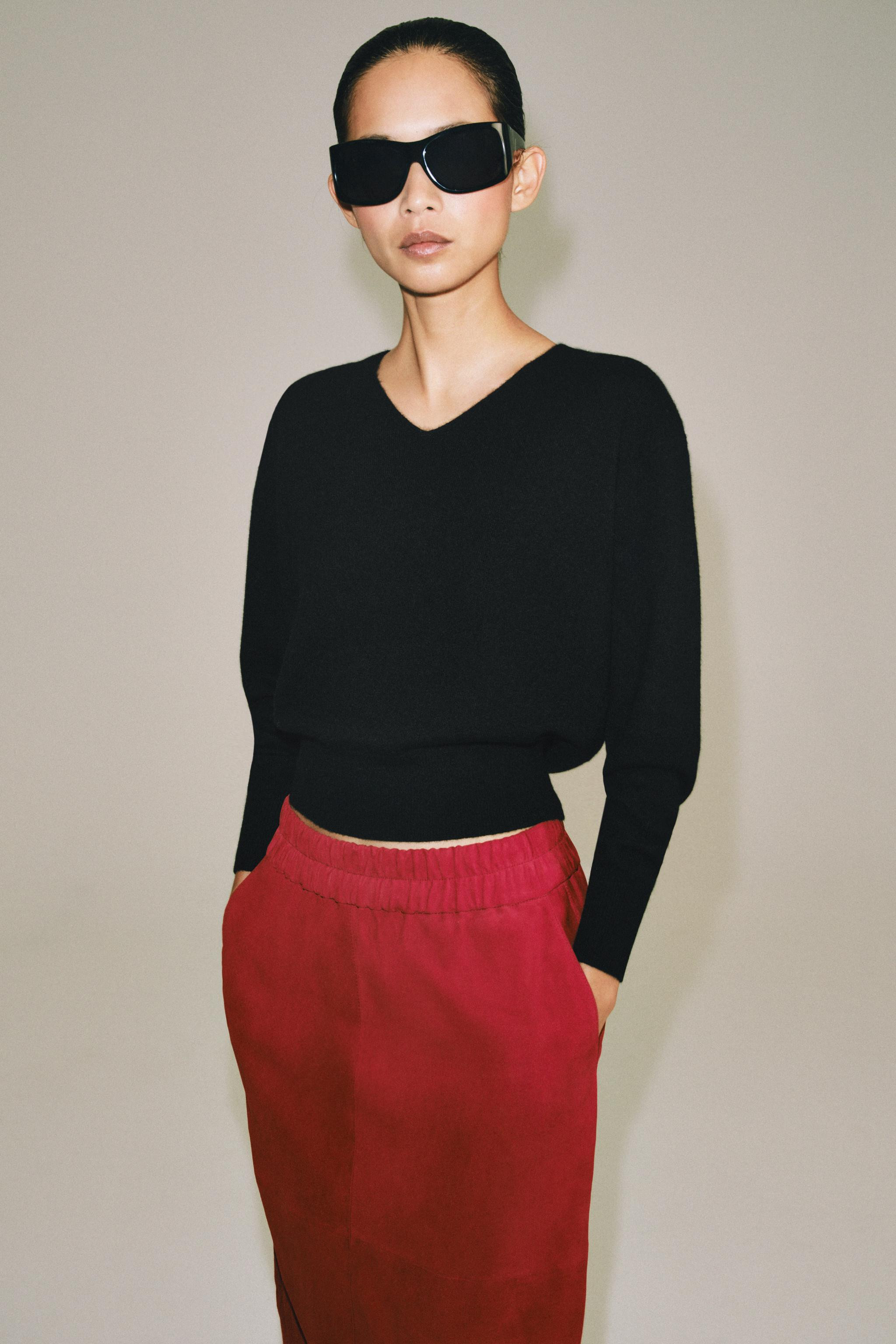 ZW COLLECTION 100% LEATHER MIDI SKIRT | Zara US