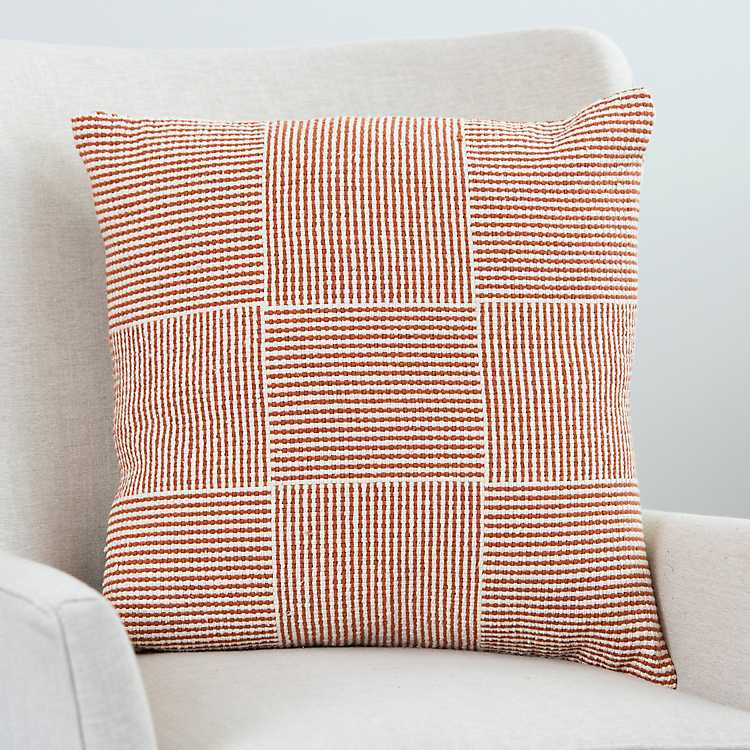 Rust Stitched Grid Pillow | Kirkland's Home
