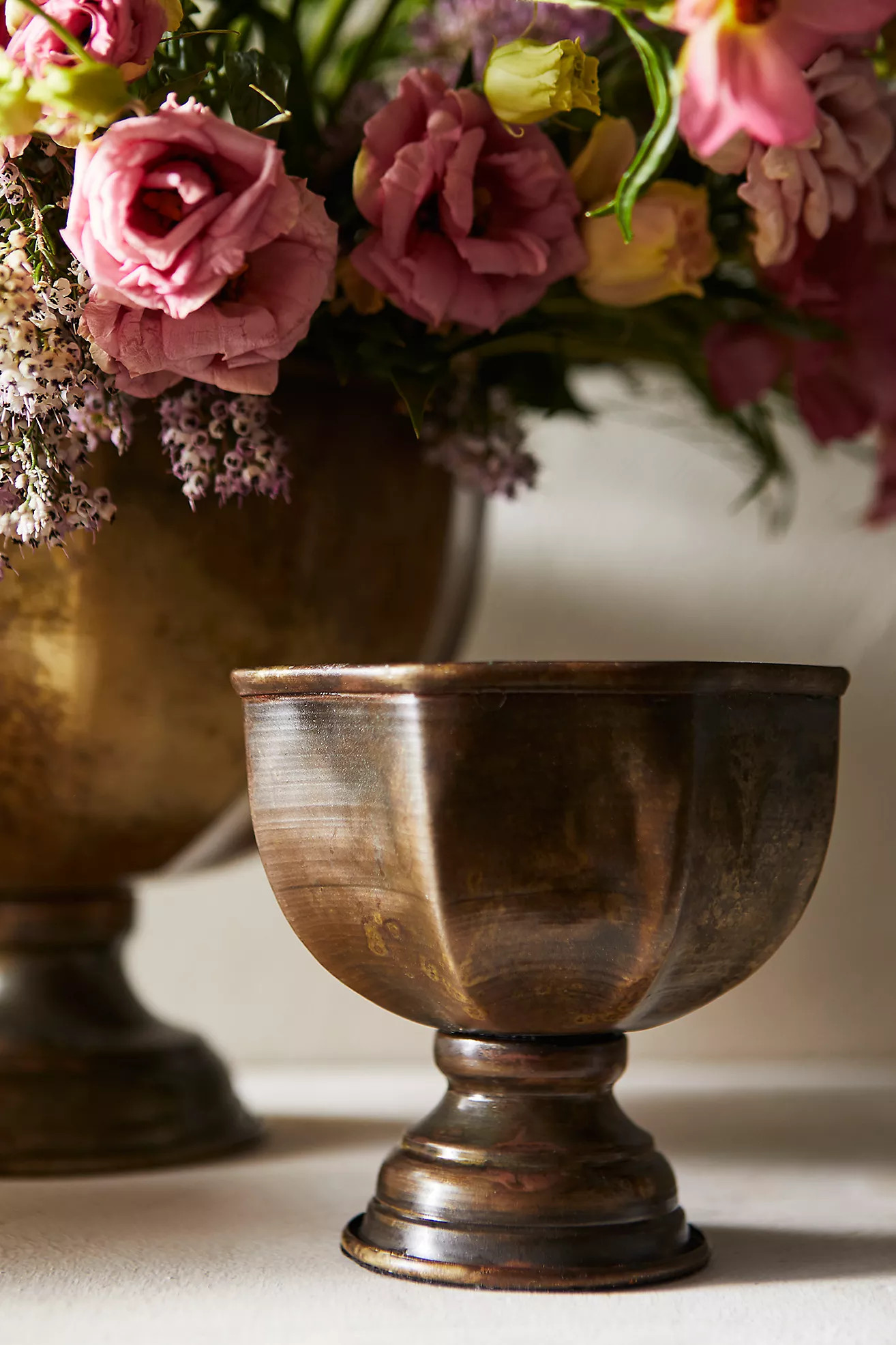 Antiqued Iron Bowl Vases, Set of 3 | Terrain