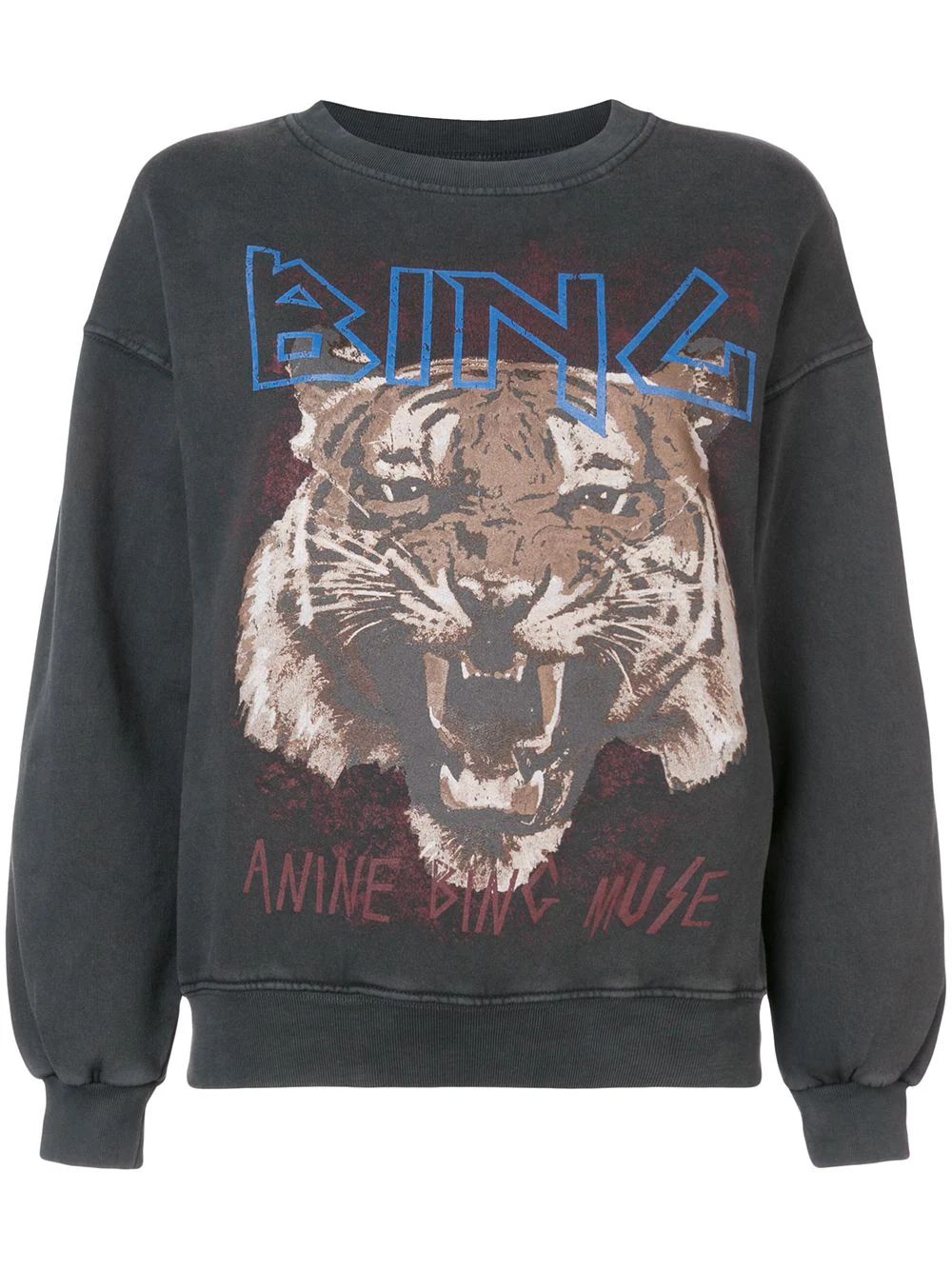 ANINE BING Logo Tiger Print Sweatshirt - Farfetch | Farfetch Global