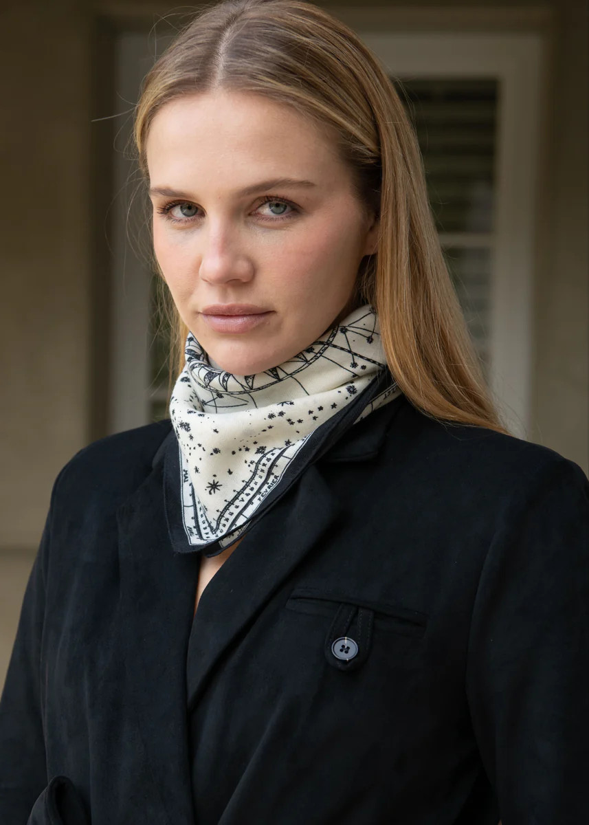 Zora Geometric Square Lunar Printed Scarf - Black and White | Benaar La