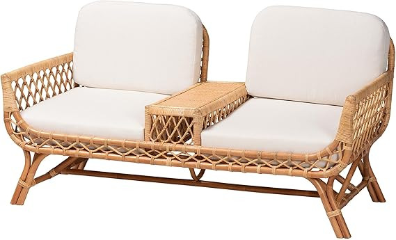 bali & pari Pakis Bohemian Light Honey Rattan Tete-a-Tete Sofa | Amazon (US)