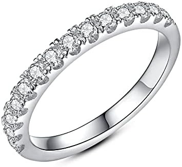 IMOLOVE Moissanite Wedding Band Wedding Rings for Women 925 Sterling Silver Rings with 18K White ... | Amazon (US)