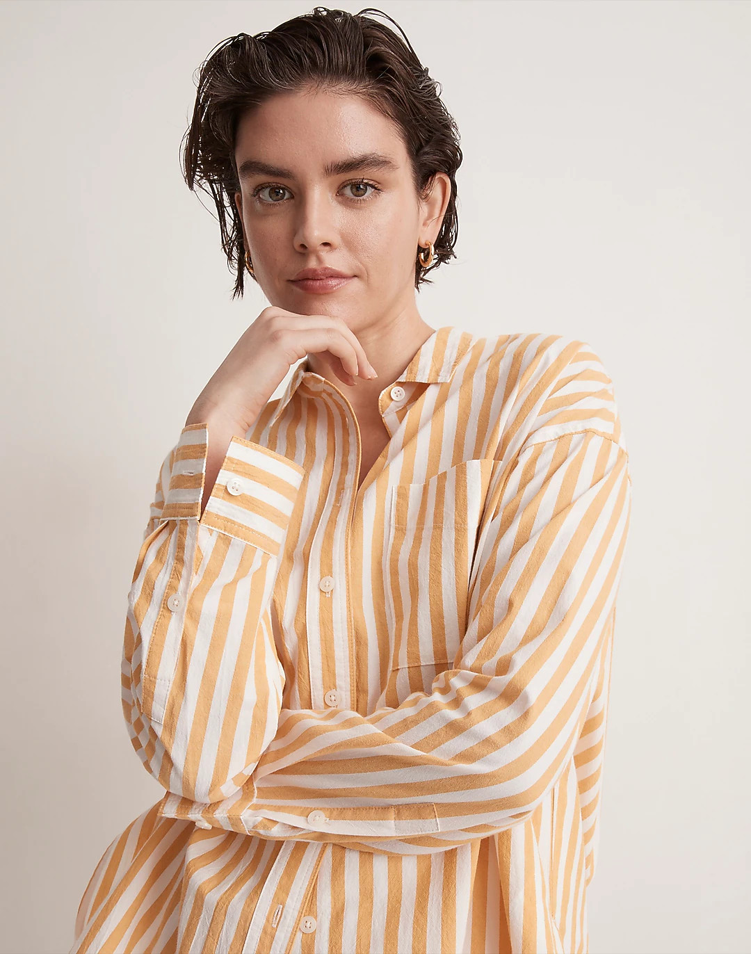 The Signature Poplin Oversized Shirt in Springy Stripe | Madewell