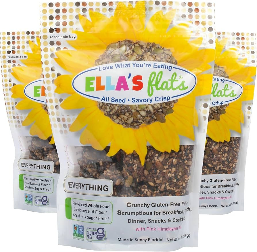 ELLA’S FLATS® Everything All Seed Savory Crisps – All Natural, Gluten Free, Good Source of P... | Amazon (US)