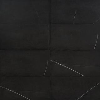 Blackout Nero Marquina 12 in. x 24 in. Honed Marble Floor and Wall Tile (10 sq. ft./Case) | The Home Depot
