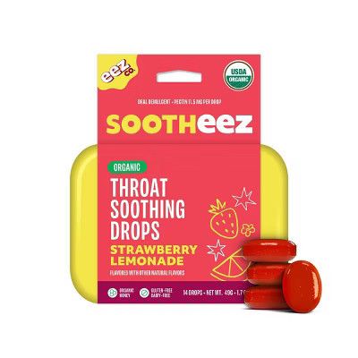 Sootheez by EEZ Co. Organic Throat Soothing Drops - Strawberry Lemonade - 14ct | Target