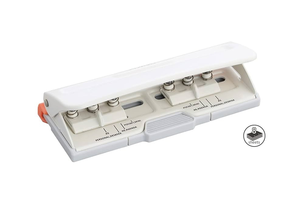 Bira Craft Adjustable 6 Hole Punch, Off White, 8 Sheet Capacity, Mini/Pocket A3/ A4 / A5 / A6 / A... | Amazon (US)