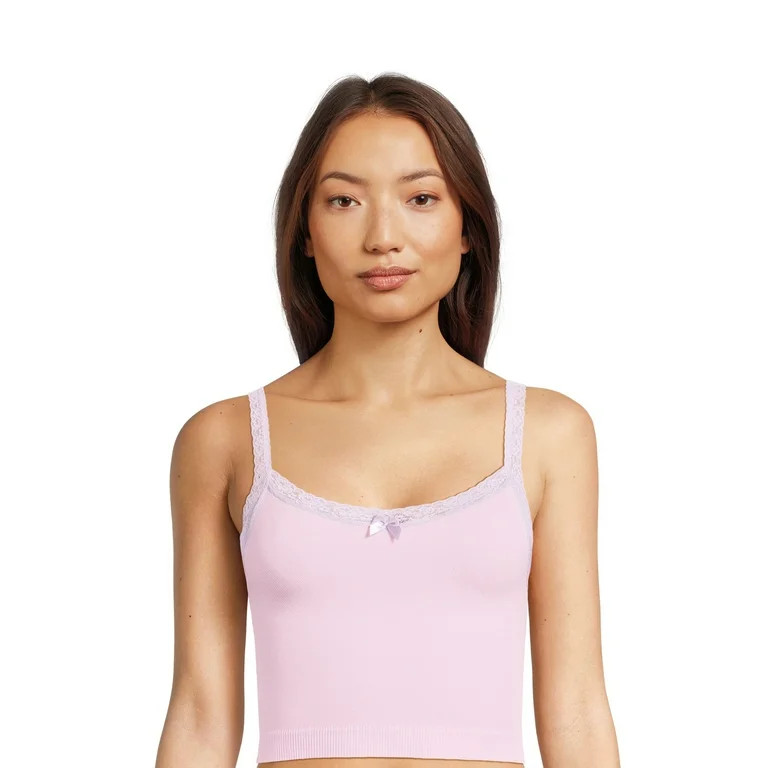 No Boundaries Juniors' Lace Trim Cami, Sizes S-3XL | Walmart (US)
