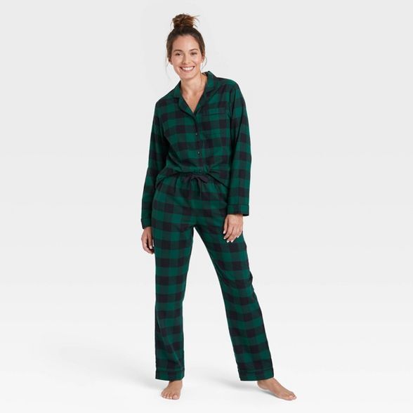 Women's Perfectly Cozy Plaid Flannel Pajama Set - Stars Above™ Green | Target