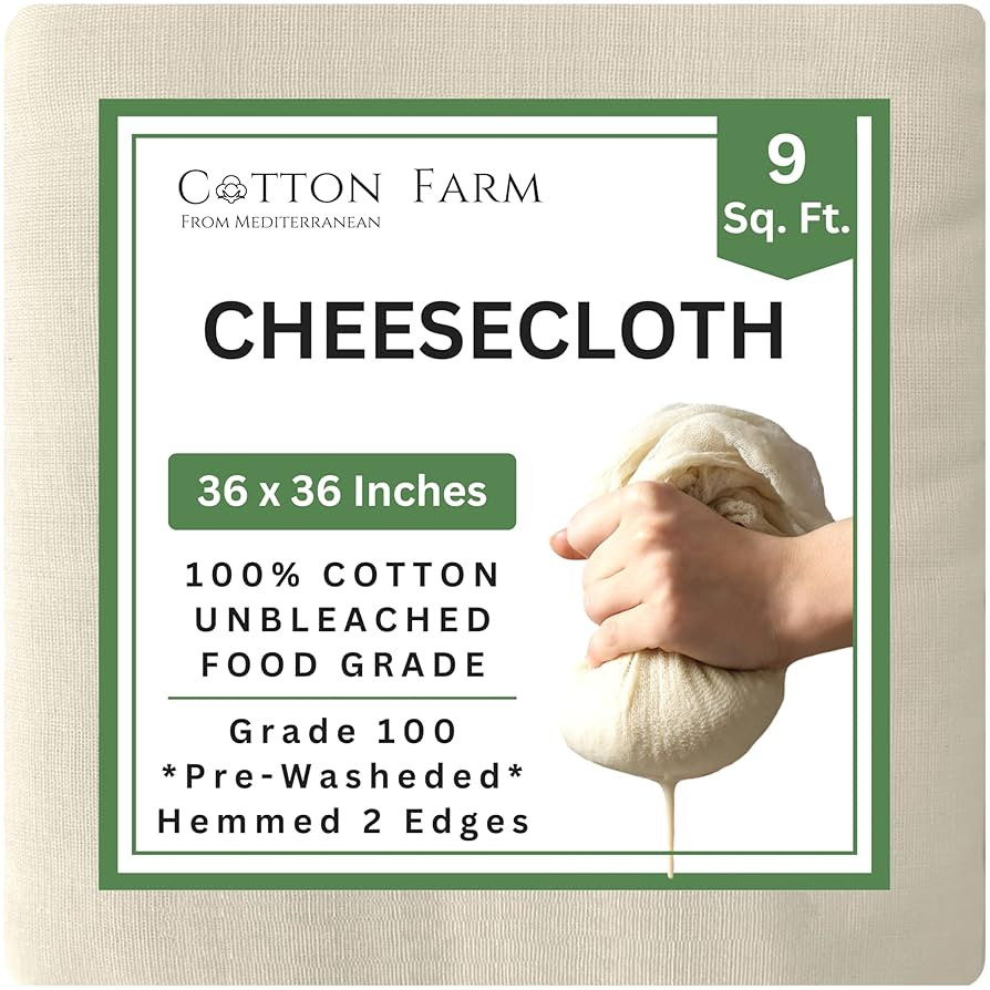 Cotton Farm Grade 100 XL Cheese Cloths - Straining & More; 36x36 Inch; 100% Unbleached Cotton Che... | Amazon (US)