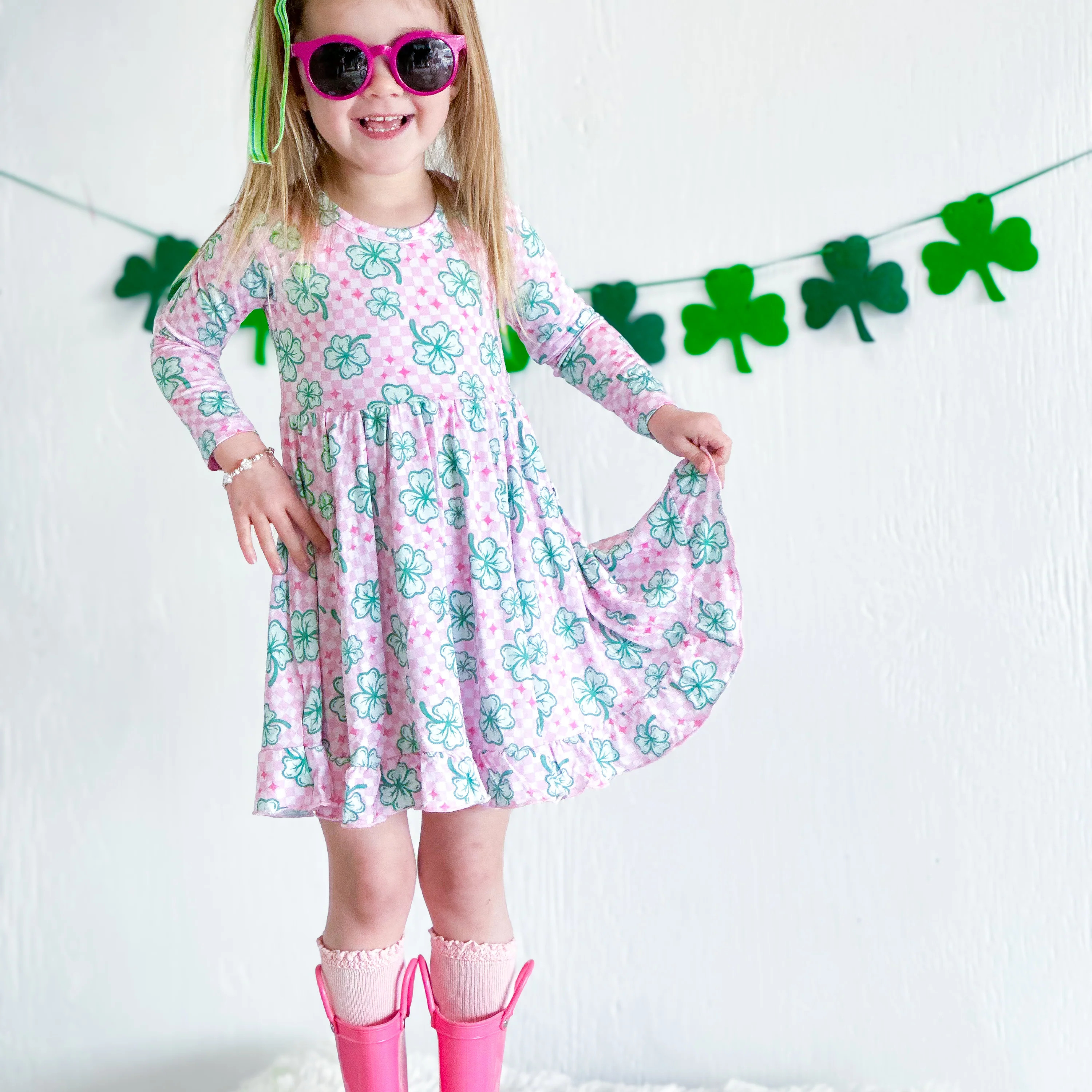 LITTLE MISS SHAMROCK DREAM RUFFLE DRESS | Dream Big Little Co.
