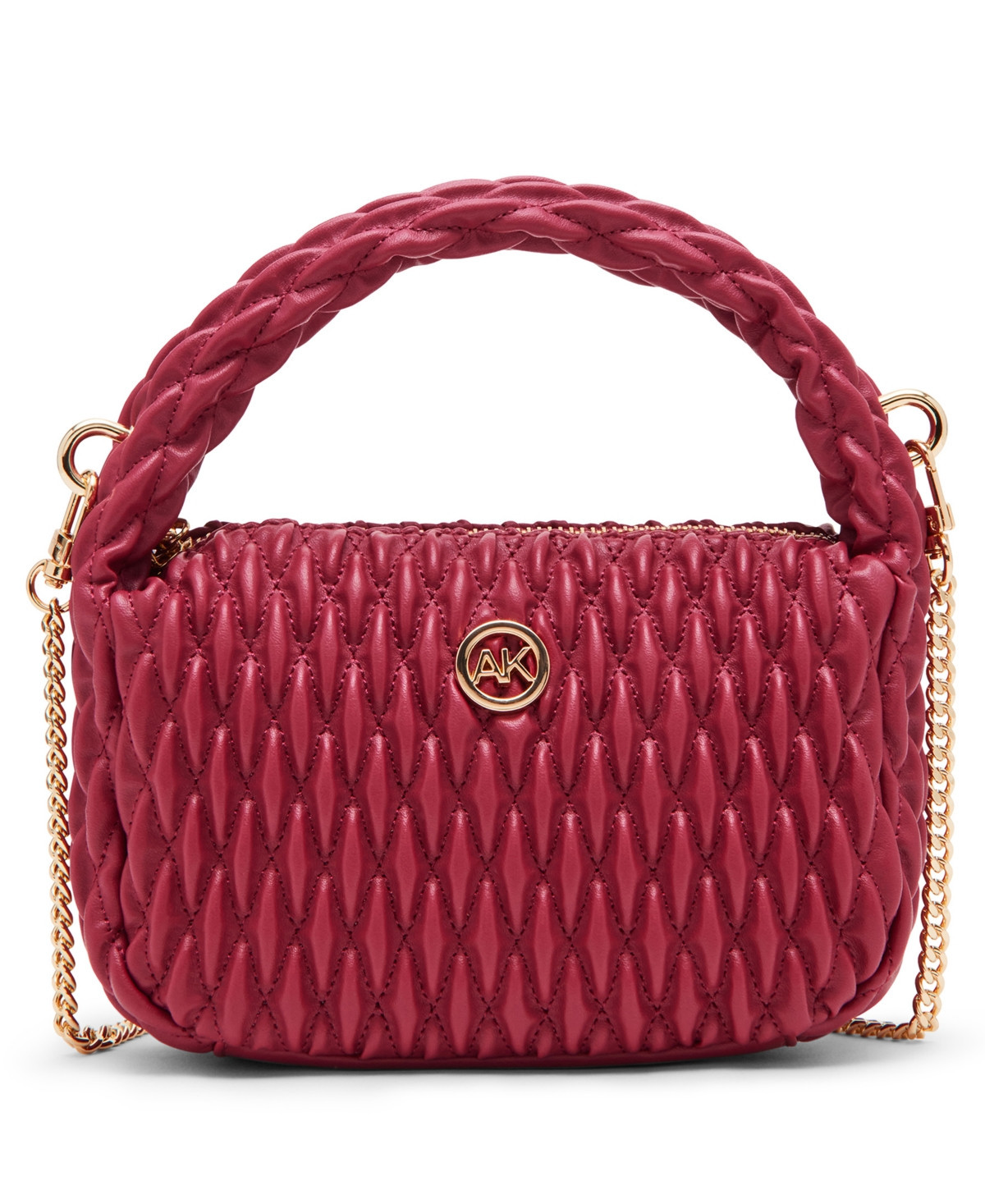 Anne Klein Rounded Ruched Small Crossbody Bag - Pink | Macy's