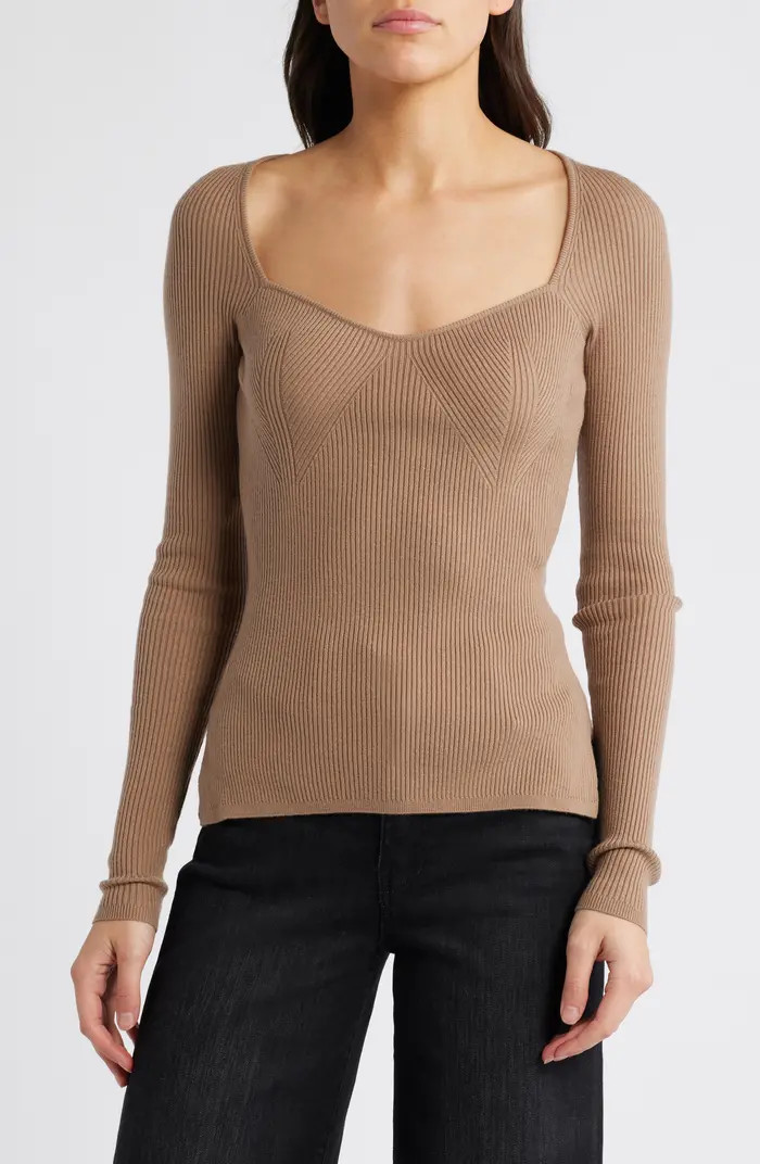 PAIGE Parvati Sweetheart Neck Rib Sweater | Nordstrom | Nordstrom