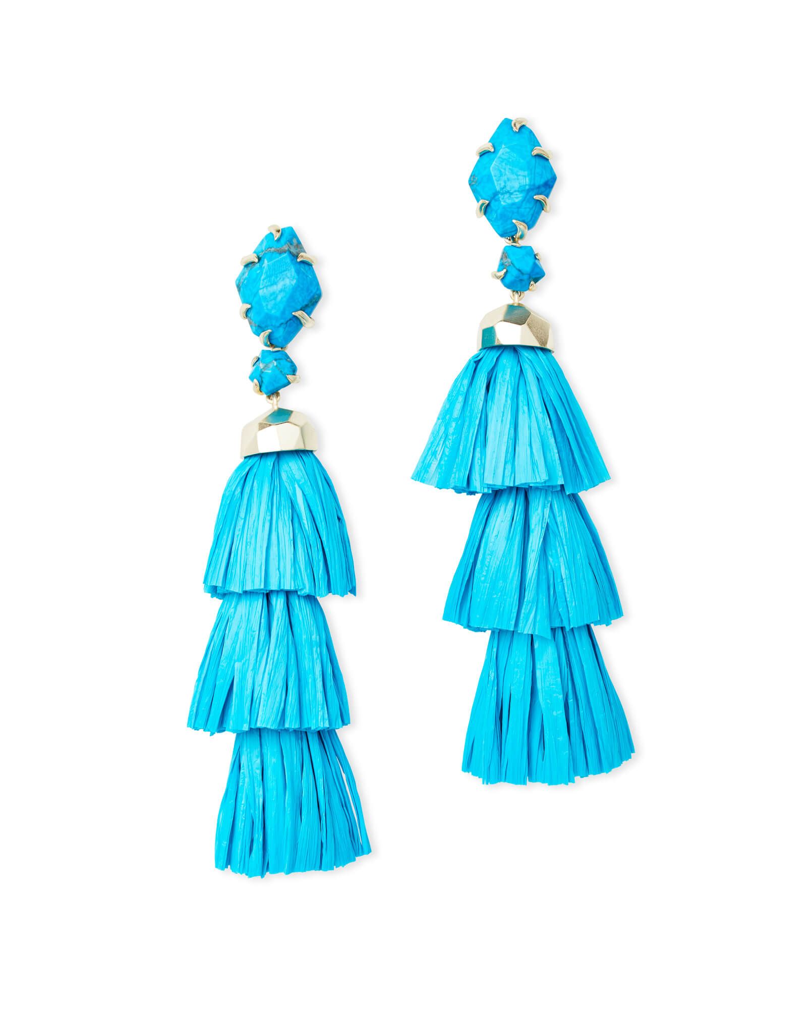 Denise Gold Statement Earrings In Aqua Howlite | Kendra Scott