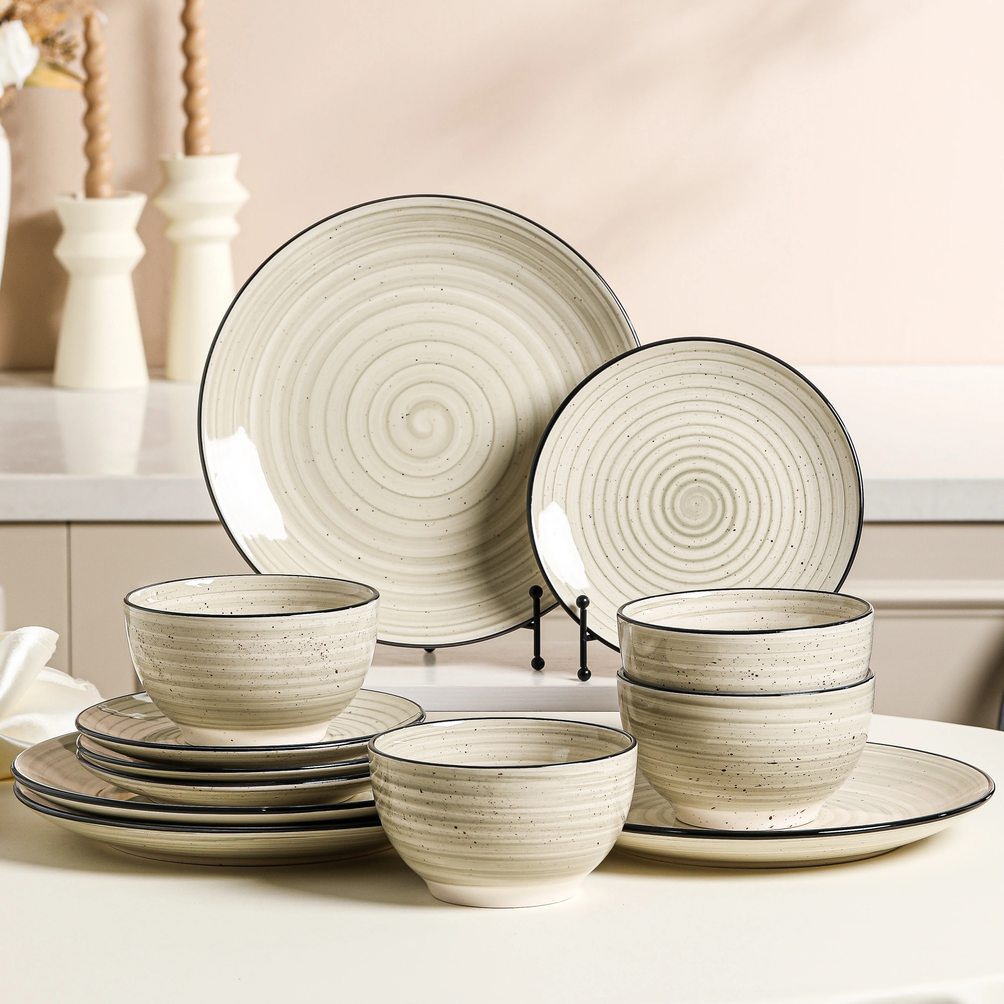 Malacasa 12 Pcs Dinnerware Sets, Stoneware Plates and Bowls Set, Tableware Dishwasher Microwave Safe, Serves for 4 People, Blue | Walmart (US)
