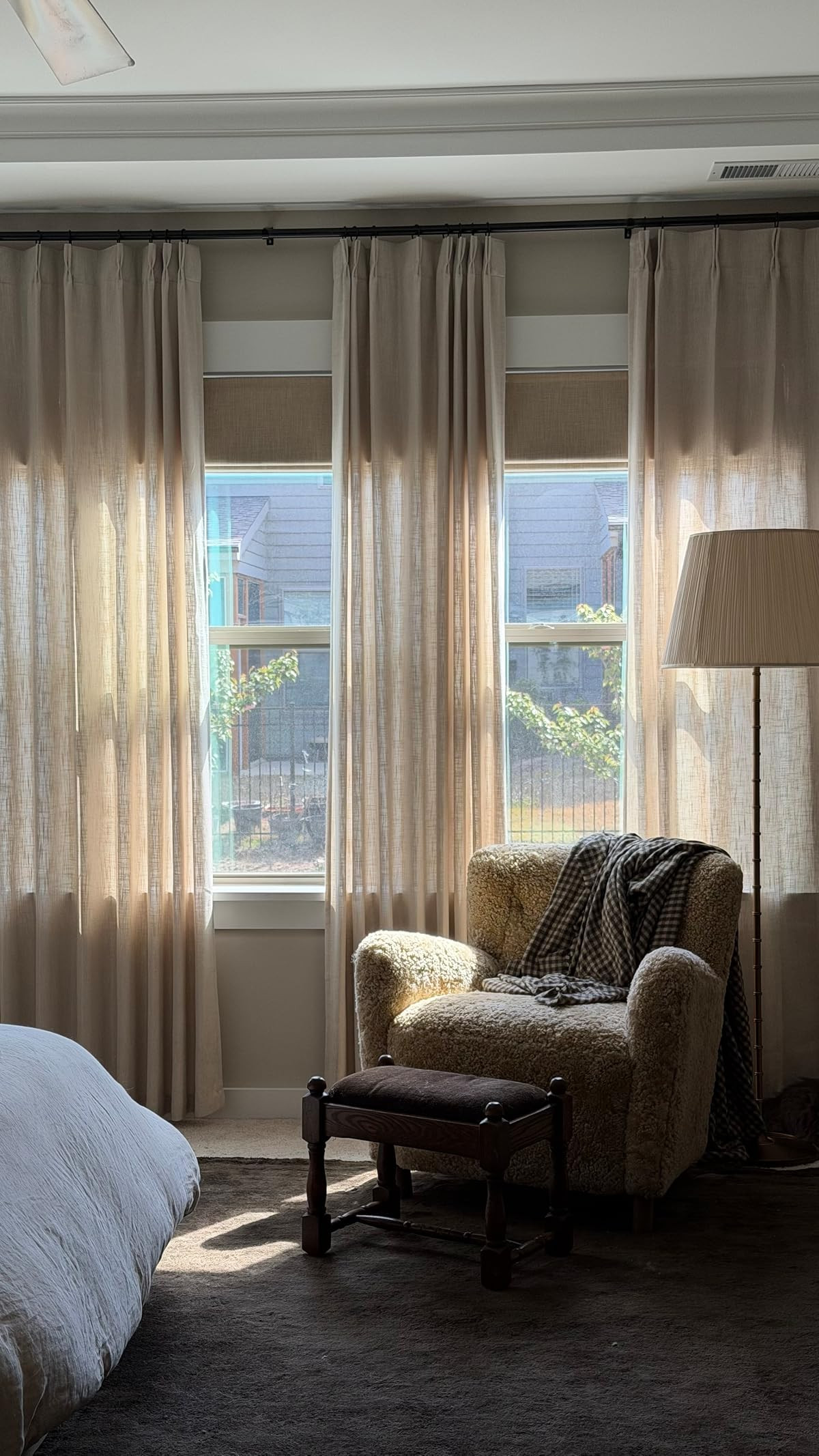bedroom window treatments: 
curtains - color linen
roman shades - blackout, color: light khaki, m... | Amazon (US)