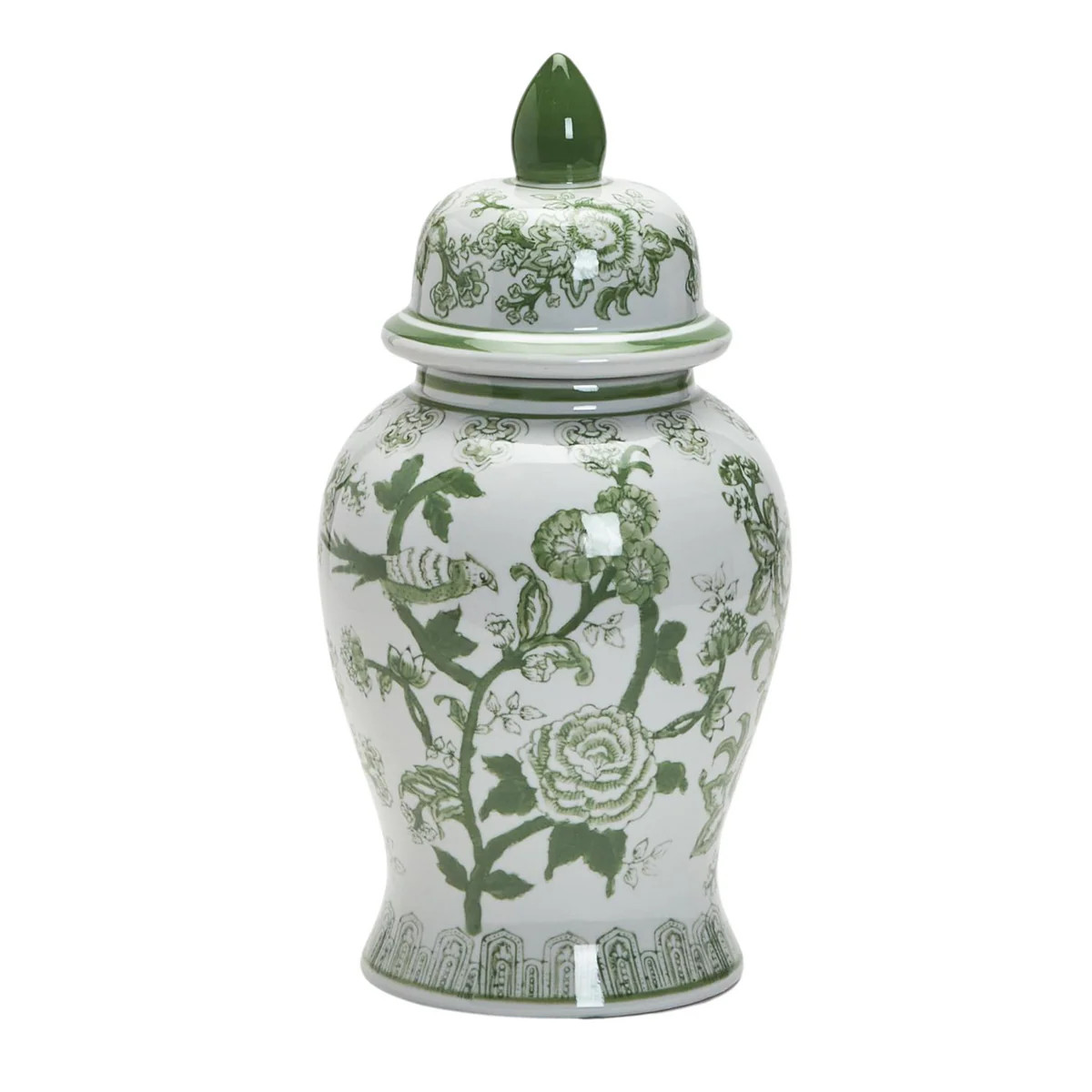 Suzhou 18" Green and White Covered Temple Jar | The Well Appointed House, LLC