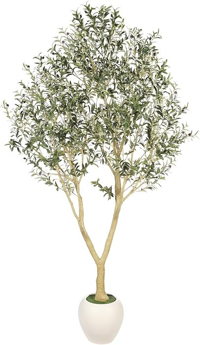 9ft Artificial Olive Tree with White Planter Included - Large Indoor Floor Plant with Natural Tru... | Amazon (US)