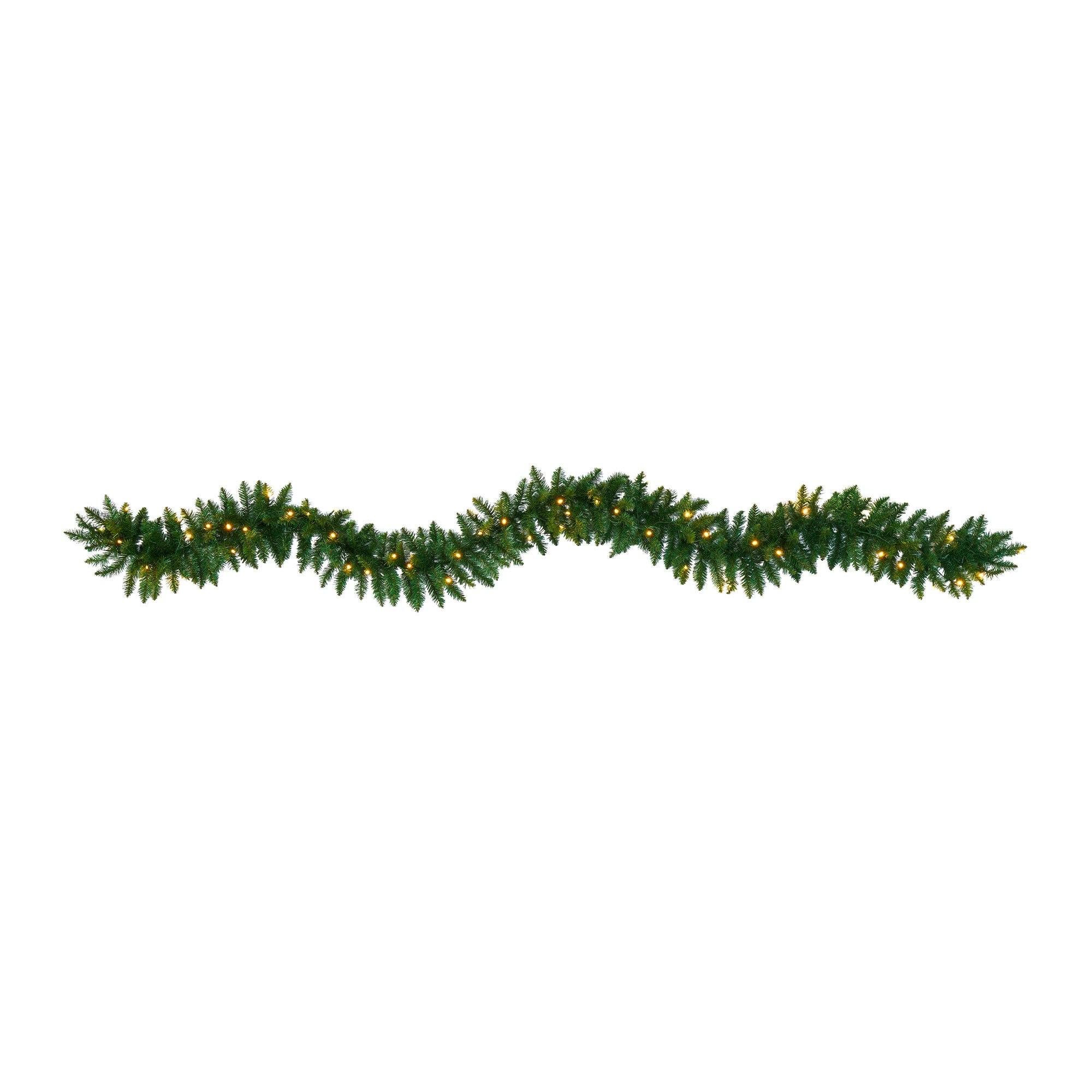 9’ Christmas Pine Artificial Garland with 50 Warm White LEDs Lights | Nearly Natural | Nearly Natural
