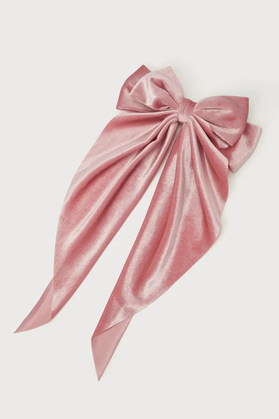 Adorably Delightful Pink Velvet Hair Bow Barrette | Lulus (US)
