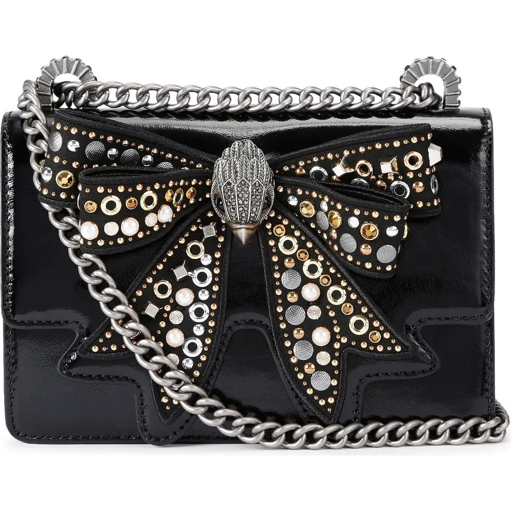 Kurt Geiger London Small Shoreditch Bow Convertible Leather Crossbody Bag in Charcoal at Nordstrom Rack | Nordstrom Rack