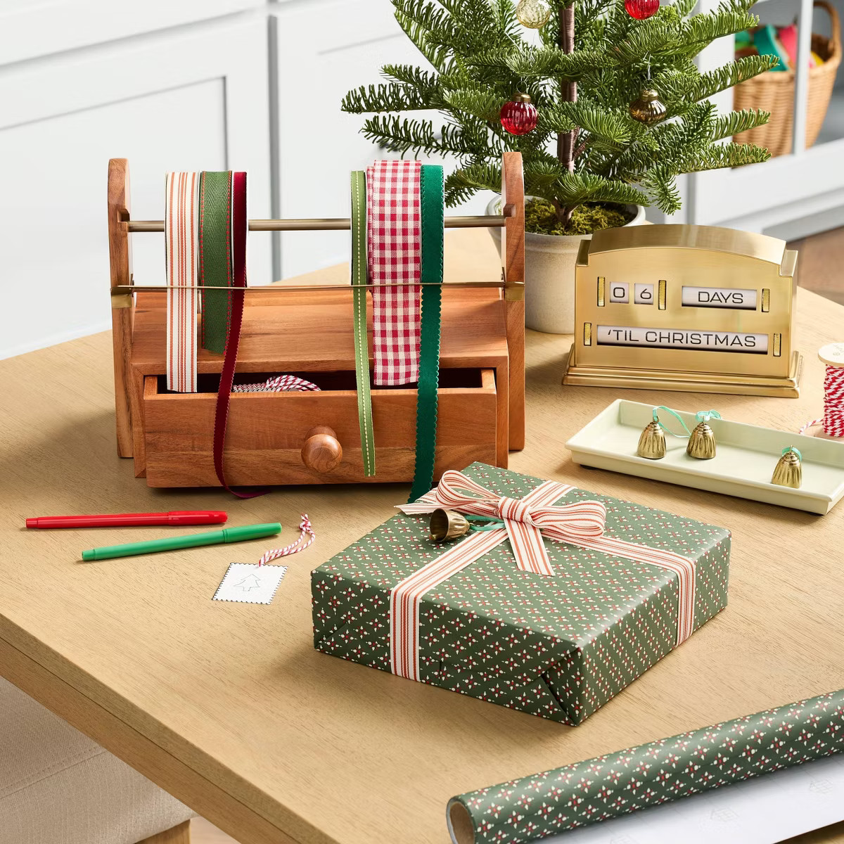 3ct 45' Gift Tie-on Ribbons Bright Green/Red Gingham/Green - Hearth & Hand™ with Magnolia | Target