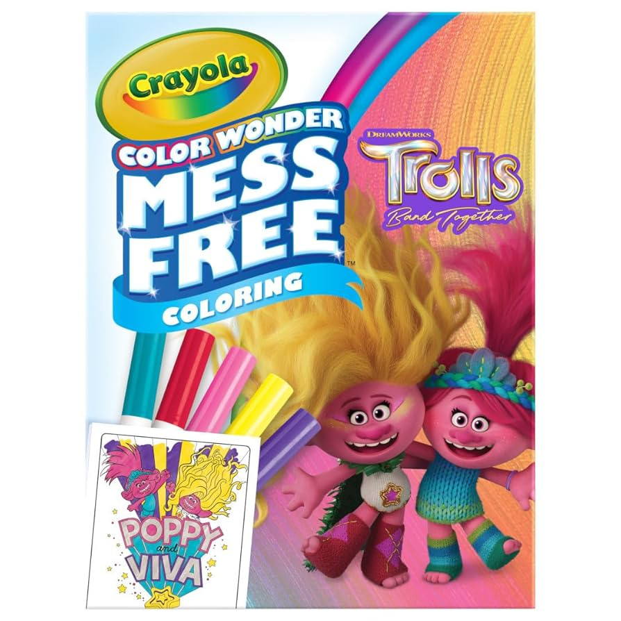 Crayola Trolls 3 Color Wonder Activity Set, Trolls Mess Free Coloring Pages for Toddlers, Travel ... | Amazon (US)