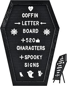 Coffin Letter Board - 520 Characters Spooky Halloween Characters with Wooden Stand and Canvas Bag... | Amazon (US)