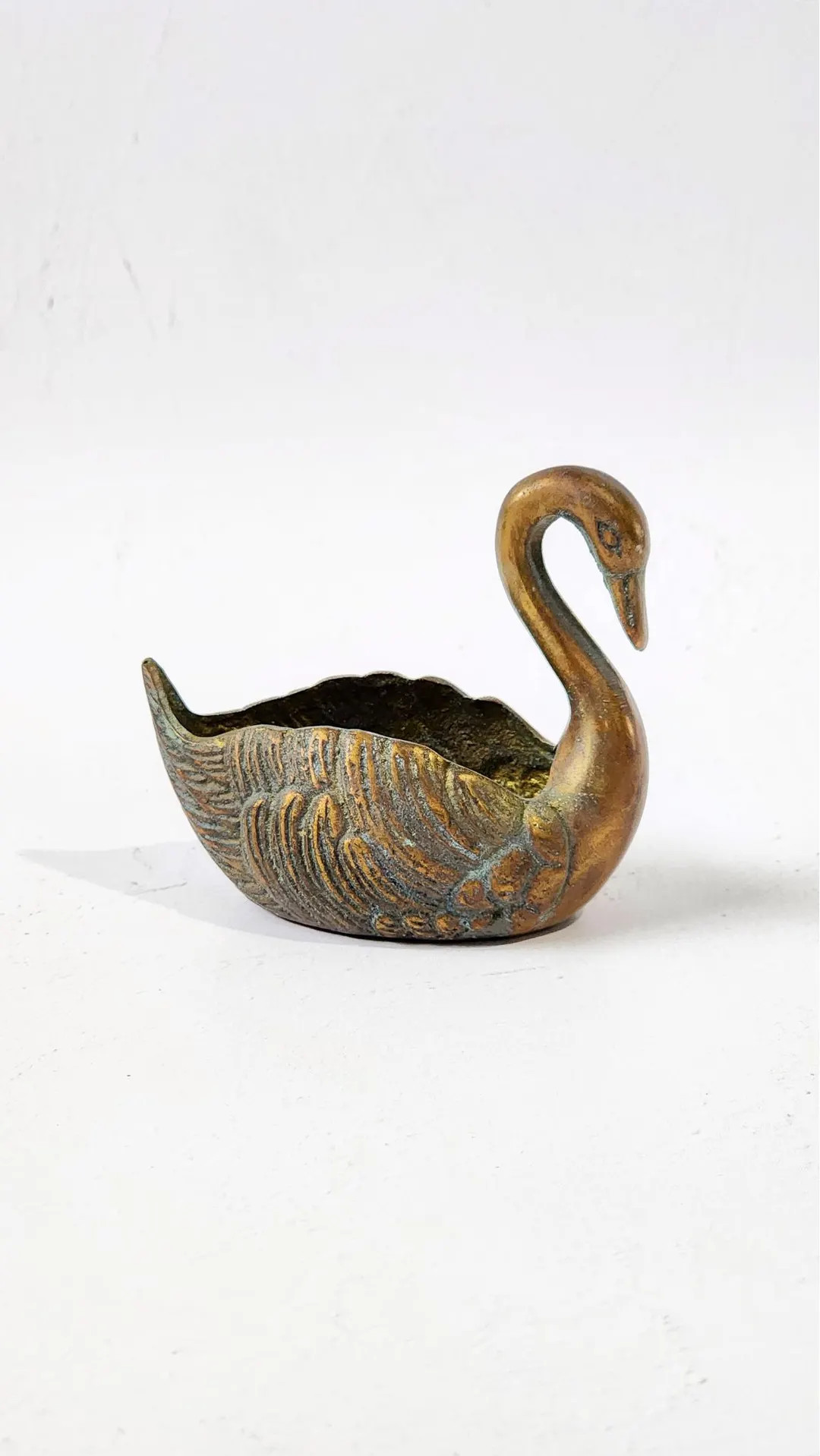 Vintage Brass Swan Trinket Dish | Small Brass Swan Catchall | Mid Century Style Gold Decor | Etsy... | Etsy (US)