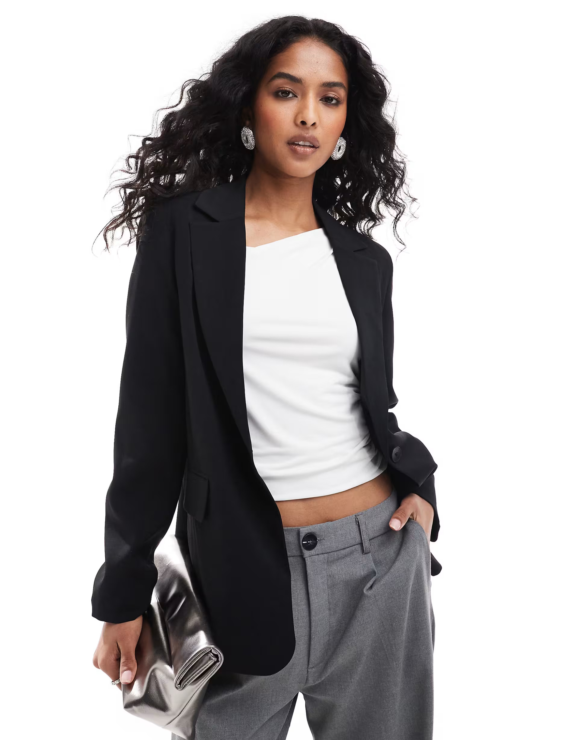Pull&Bear oversized blazer in black | ASOS | ASOS (Global)