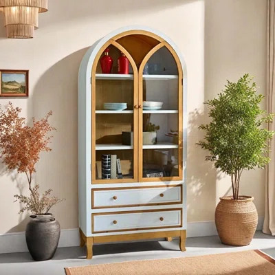 Two Door Bookcase with Glass Display Cabinet | Wayfair North America