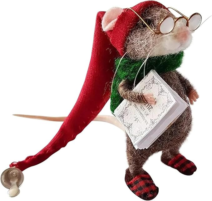 Cute Wool Felted Mouse Christmas Decoration, Adorable Appearance Felt Ornaments for Christmas Tre... | Amazon (US)