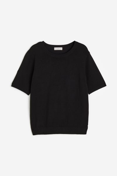 Fine-knit top - Black - Ladies | H&M GB | H&M (UK, MY, IN, SG, PH, TW, HK)