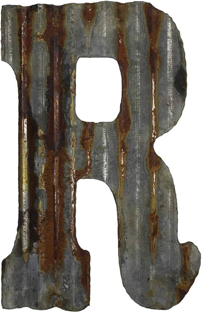 Farmhouse Rustic 12" Wall Decor Corrugated Metal Letter -R | Amazon (US)