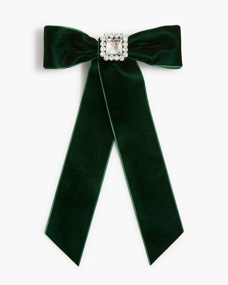 Long velvet crystal bow barrette | J.Crew Factory